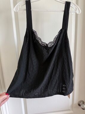 SHEIN Black Eyelet Lace Tank Top